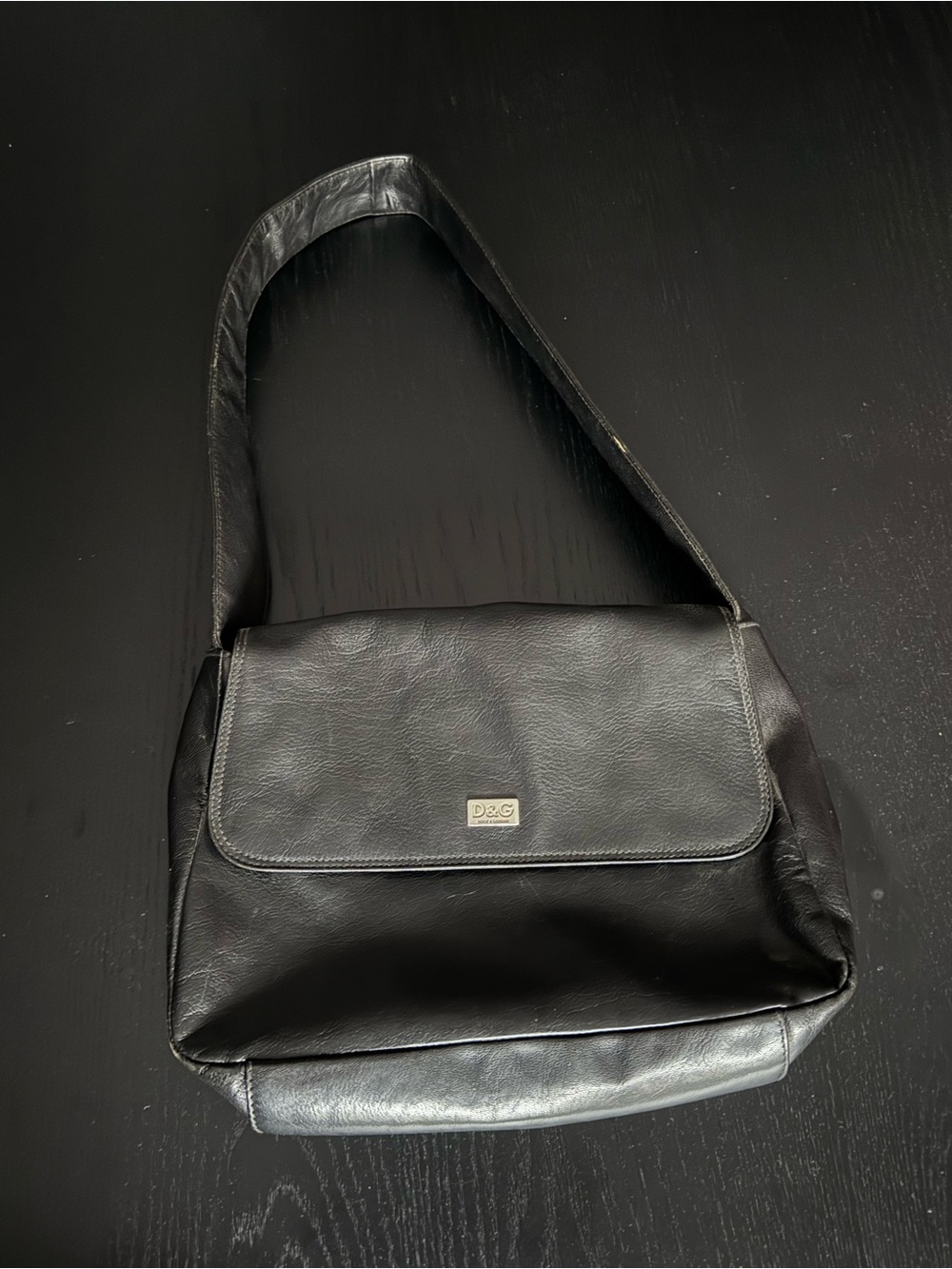 Vintage D&G Black Leather Shoulder Bag